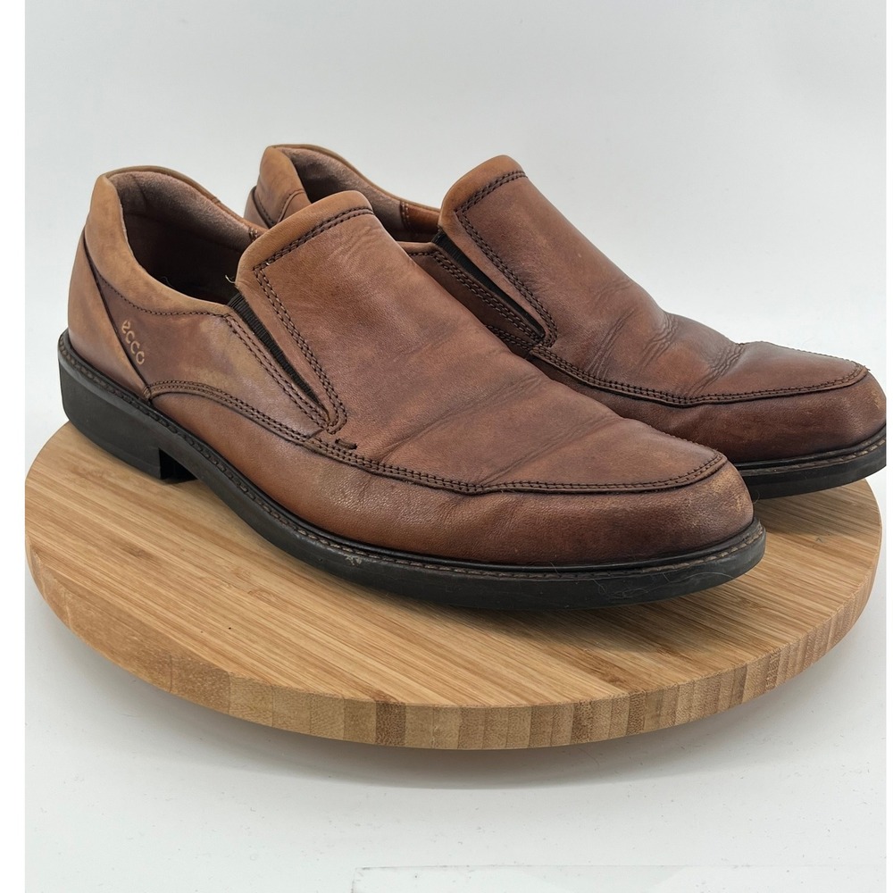 ECCO Mens Leather Slip On Loafers Dress Shoes Brown Size 45 EU US 11 11.5 Holden
